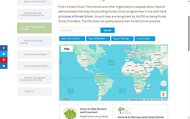 Forest School Association provider directory map Forest School Association provider directory map