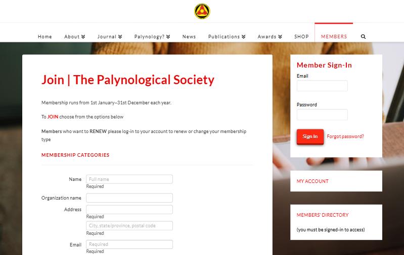 The Palynological Society join page The Palynological Society join page